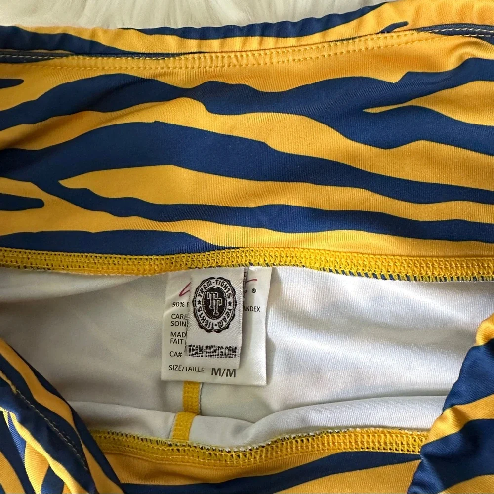 Calhoun Sportswear Maize and Blue Sports Tiger Zebra Team Tights, M